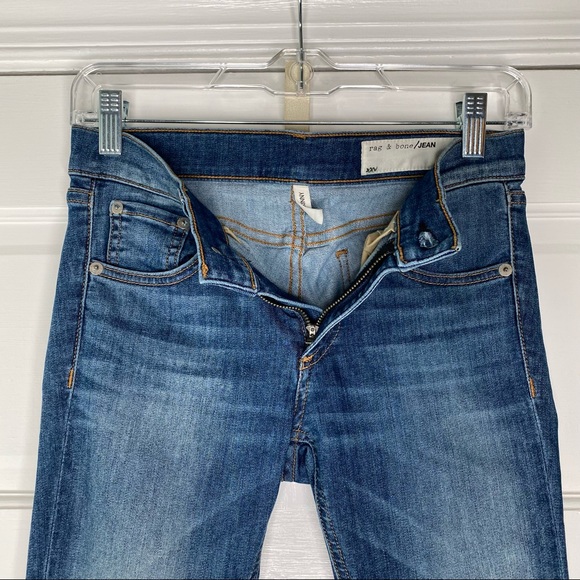 Rag & Bone Ankle Skinny Jeans Raw Ankle Hem Medium Wash Cln Lly Dale Size 25 - Picture 4 of 12